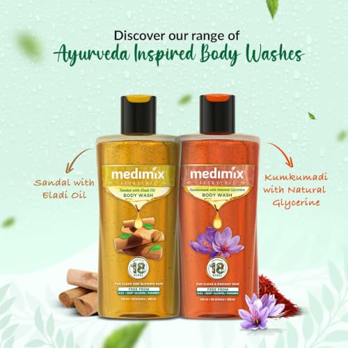 3x Medimix Ayurvedic Bodywash 18 Herbs & Natural Oils | Herbal | Paraben-free & Sulphate-free 300ml each - Pack of 3