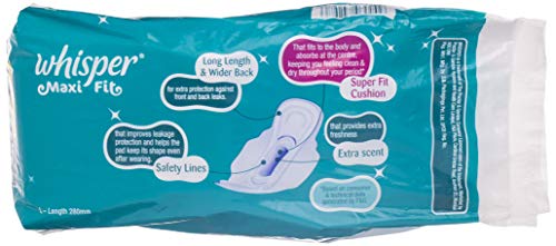 Whisper Maxi Nights Sanitary Pads for Women, Large, 8 Napkins