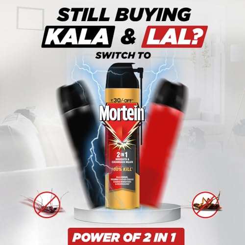 Mortein 2 In 1 Mosquito And Cockroach Killer Spray - 400Ml | Lemon Fragrance | 100% Kill Guarantee, Pack Of 1