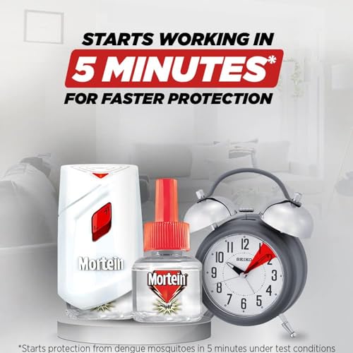 Mortein 45 ml Refill + Machine, Fits All Machines | SmartPlus Mosquito Killer Combo | 100% Protection from Dengue Mosquitoes | Insect & Mosquito Repellent (1 Machine+1 Refill)