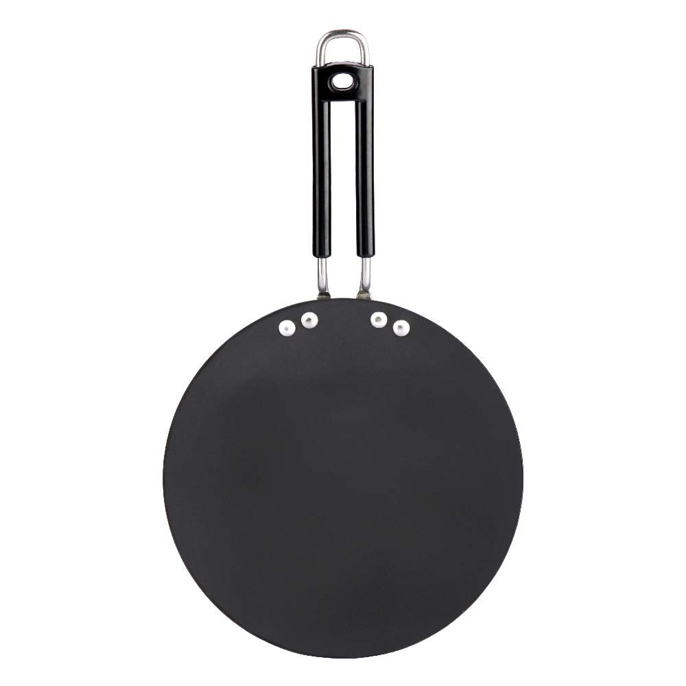 Vinod Black Pearl Hard Anodised Tawa - 22 cm | 4.25mm Thickness | Metal Spoon Friendly | Riveted Sturdy Handle | Long Lasting Roti, Paratha Tawa | 2 Year Warranty | Toxin Free