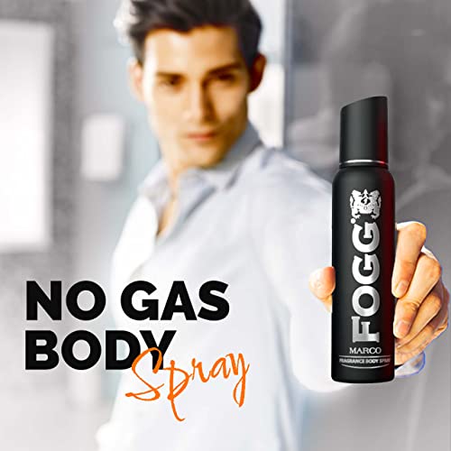 4x Fogg Marco No Gas Deodorant for Men, Long-Lasting Perfume Body Spray, 150 ml each - Pack of 4