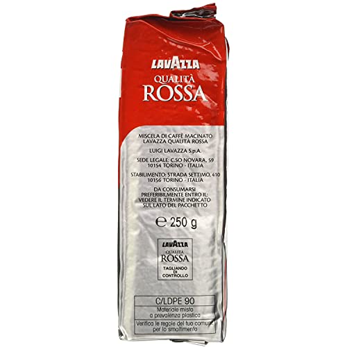 4x Lavazza Qualita Rossa Ground Coffee Pouch, (Pack of 4 - 250 g each)