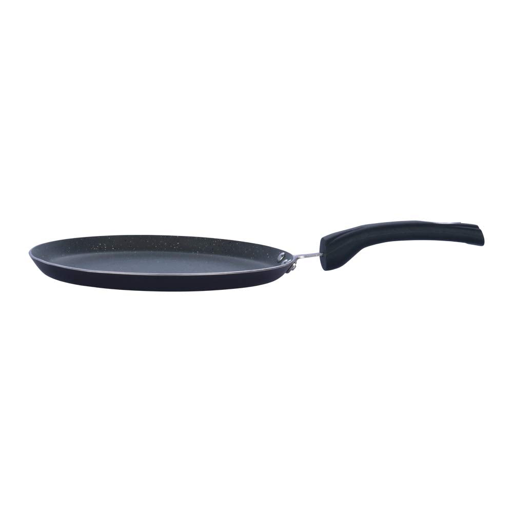 Vinod Cookware Aluminium Zest Marbilo Dosa Tawa, 28cm, Black