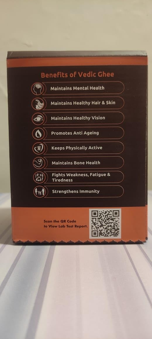 Vedic Ghee Premium A2 Gir Cow Cultured Desi Ghee from Kesariya Farm | Vedic Bilona Two Way Churned | Indian Gir Cow Ghee, Pure A2 Ghee, Natural & Healthy, Non-GMO | Lab Certified (1L)