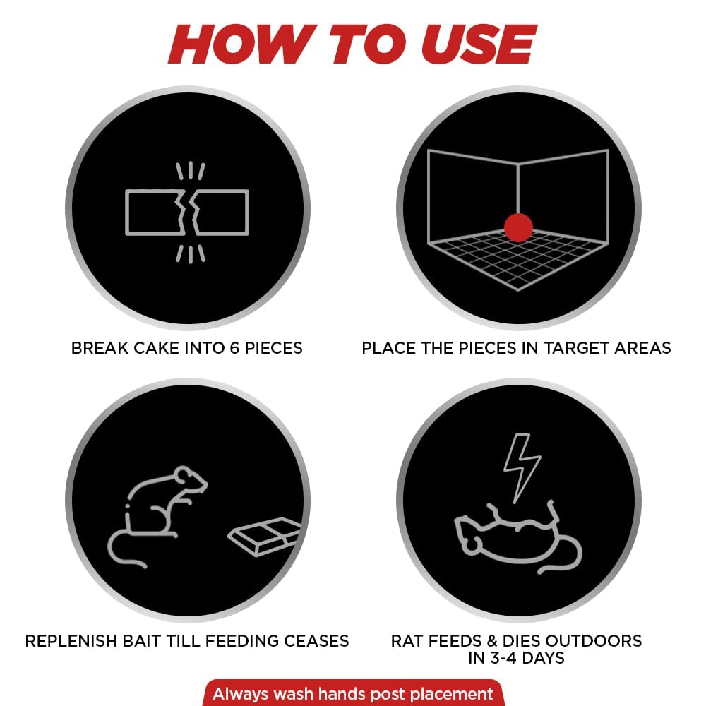 Mortein 100 G (Pack of 10) Powergard Rat Kill Cake| Kills Rats Outdoors in One Feed | Effective Against All Types of Rats