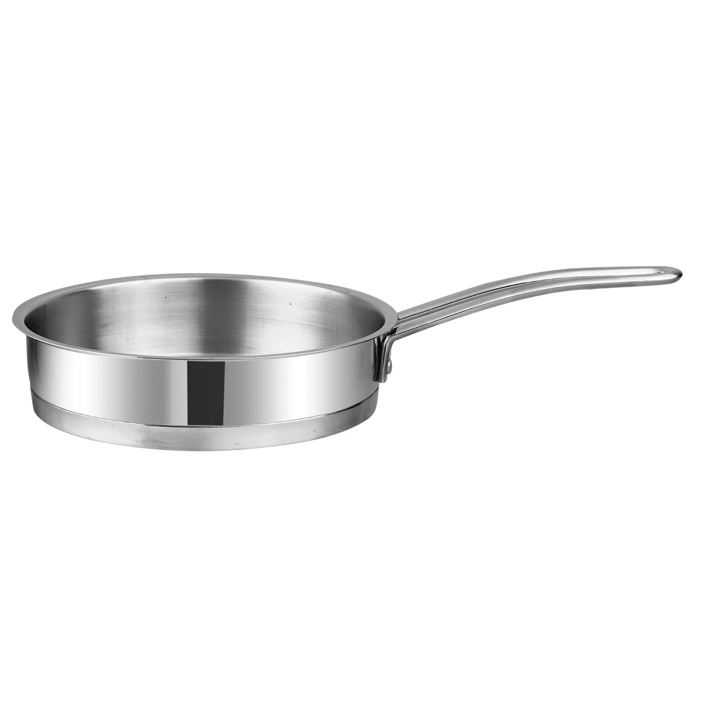 Vinod Cookware Classic Deluxe Stainless Steel Induction Friendly 4 Pcs. Set (16cm Saucepan with Lid, 18cm Sauce Pot with Lid, 20cm Kadai with Lid, 20cm Fry Pan Without Lid)