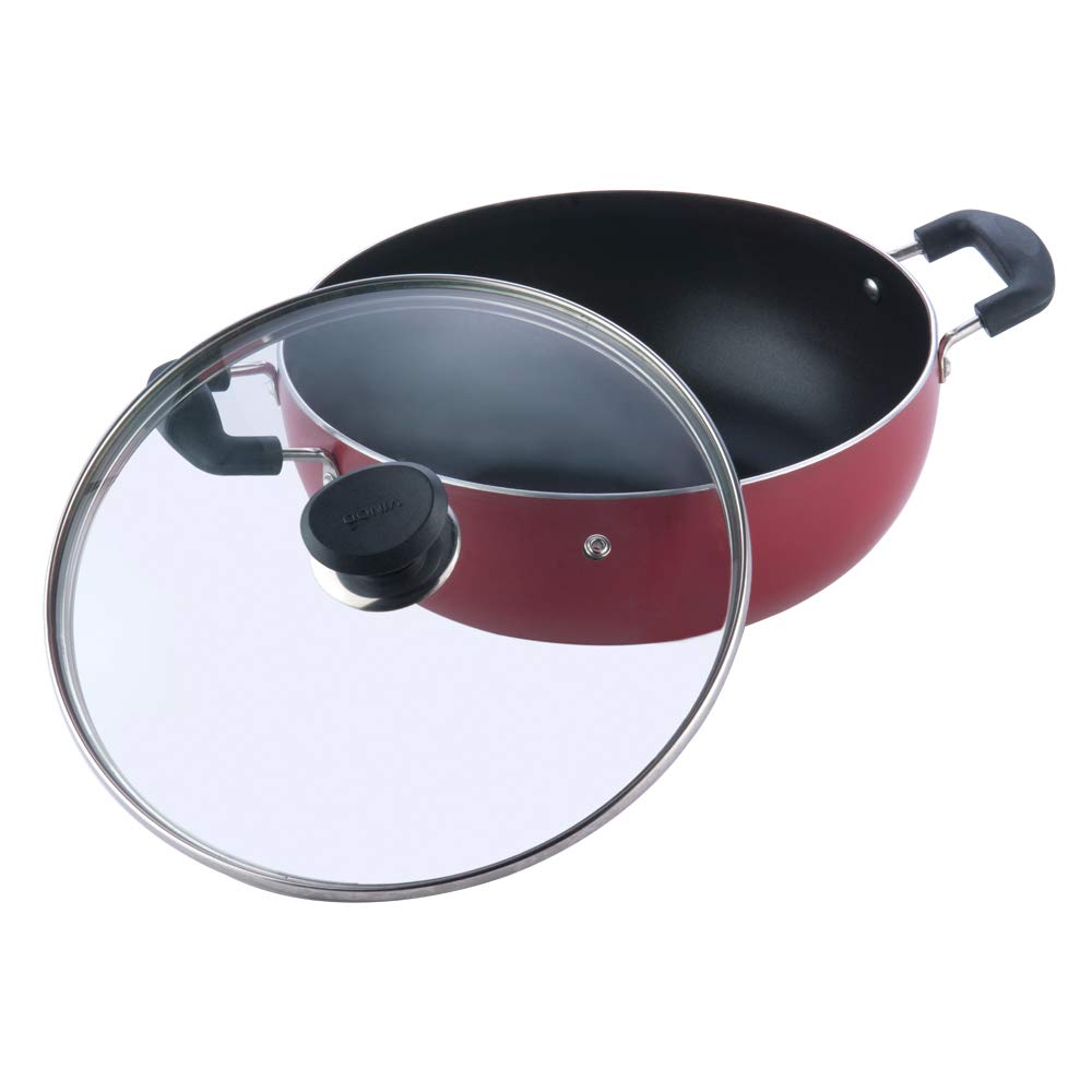 Vinod Cookware Zest Non-Stick Induction Friendly Deep Kadai with Lid, 4.1 Litres