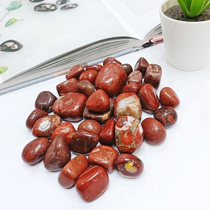 Vastu Vardan Crystal Red Jesper Tumble Stone |50 gm Tumbled Gemstones | Reiki Healing Stones | Home Decor Pebbles | Aquarium Gravel | Garden & Table Decor