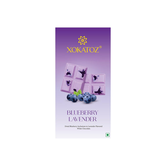 XOKATOZ Exotic Premium Chocolate - 1 Blueberry Lavender Flavoured White Chocolate Bars - Gift set - Pack of 1, 75g (75g x 1)