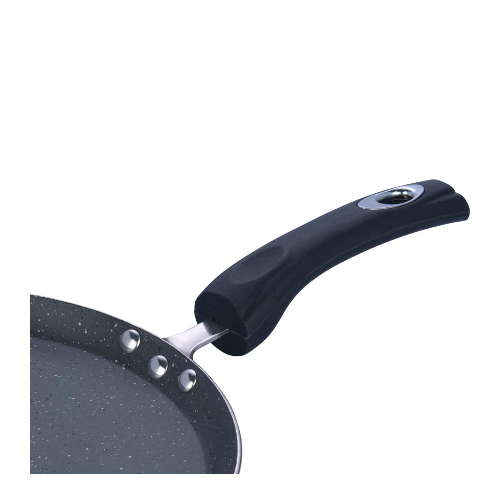 Vinod Cookware Aluminium Zest Marbilo Dosa Tawa, 28cm, Black
