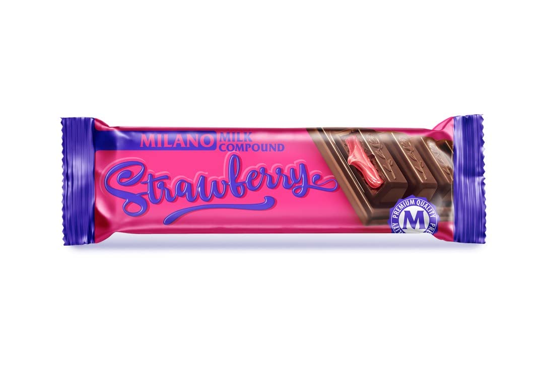 24x Milano Strawberry Chocolate Bar 24pcs Box - 576g (Strawberry)