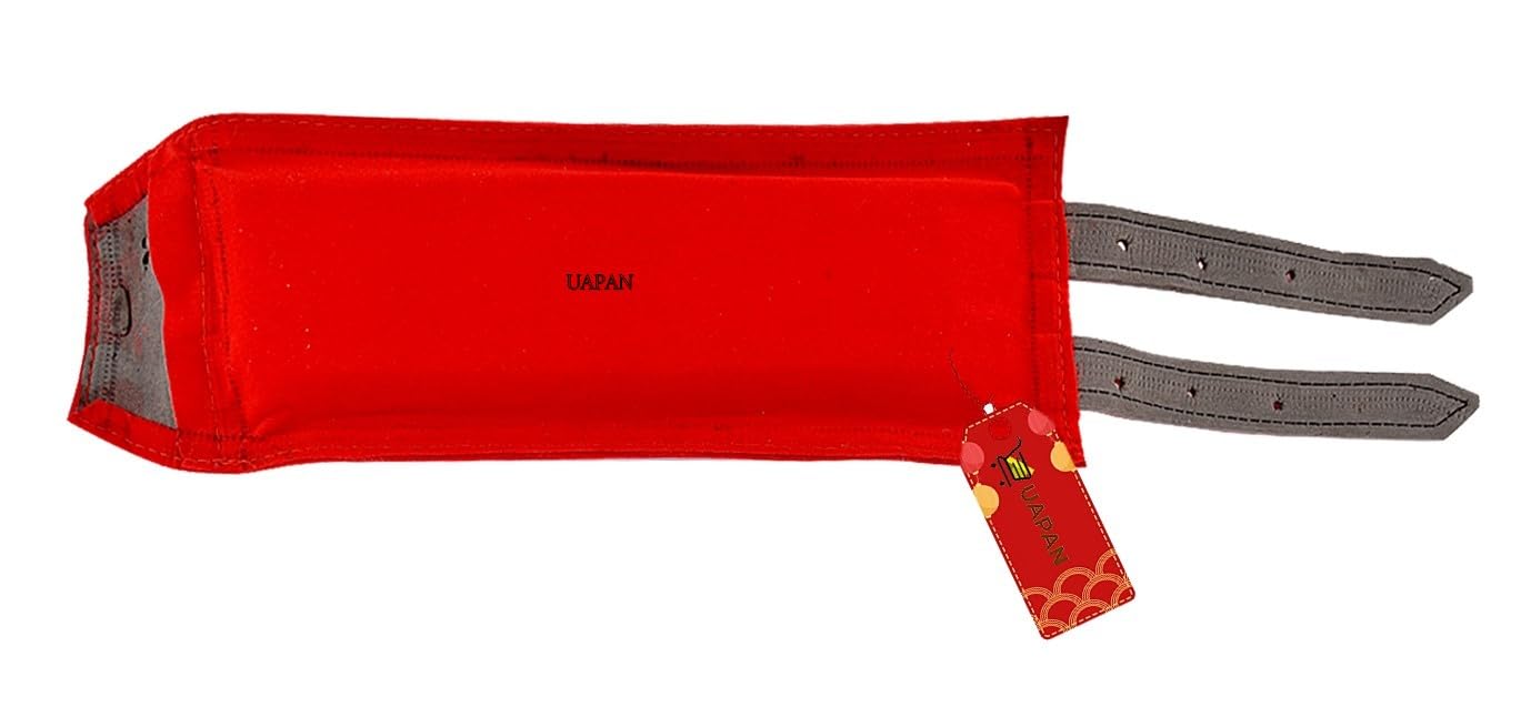 UAPAN 3 line Ankle Bells Velvet Pad for Classical Bharatanatyam Kathak Dance with Adjustable Strap (Red Velvet Belt)