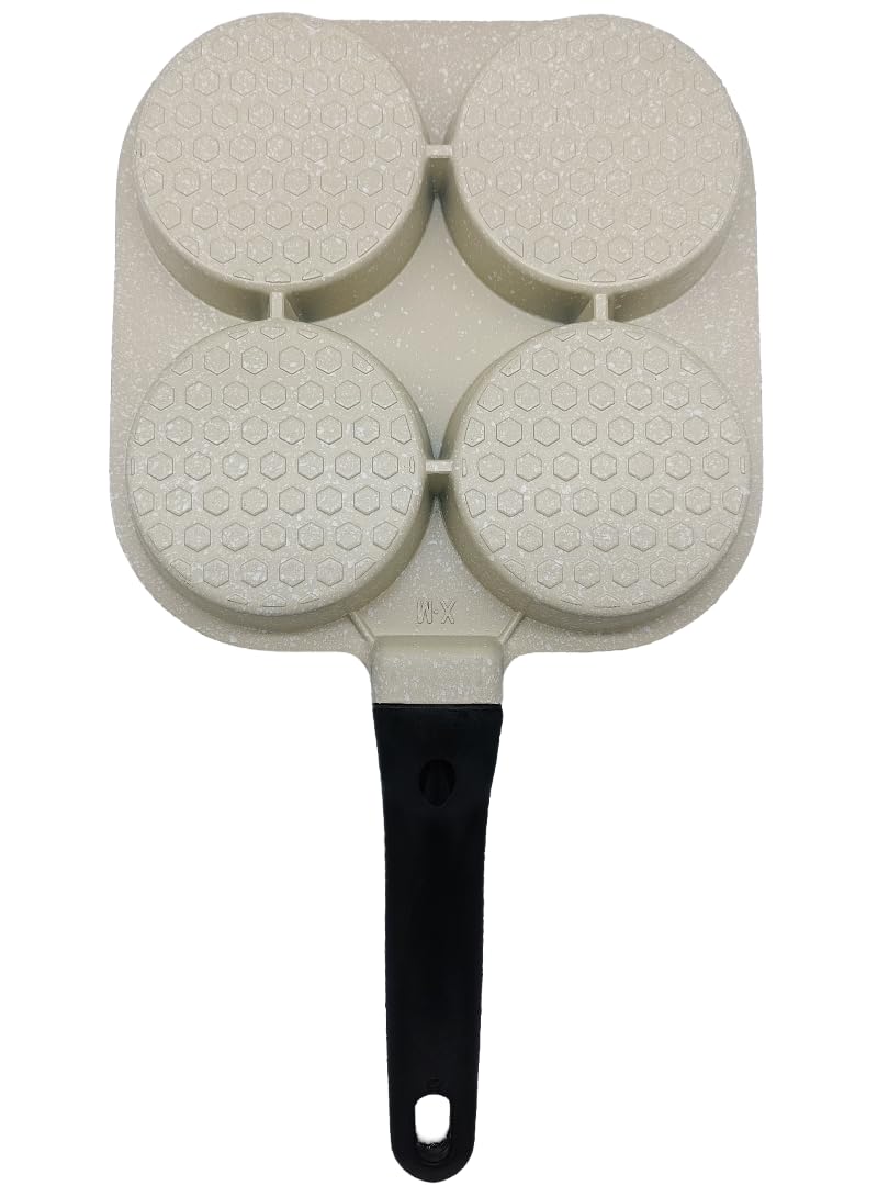 VDNSI 4 Hole Non Stick Egg Frying pan,Multi-Purpose Frying pan for Omelet uttapam,idli Burger Poached Egg Kitchen Breakfast(1pcs) (White)