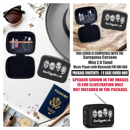 Zaoma Case/Carrying Compact Size Mini Travel Protective Pouch Compatible for Saregama Carvaan Mini 2.0 Tamil - Music Player Bluetooth/FM/AM/AUX (SRGMTAMIL_BOXBRW)