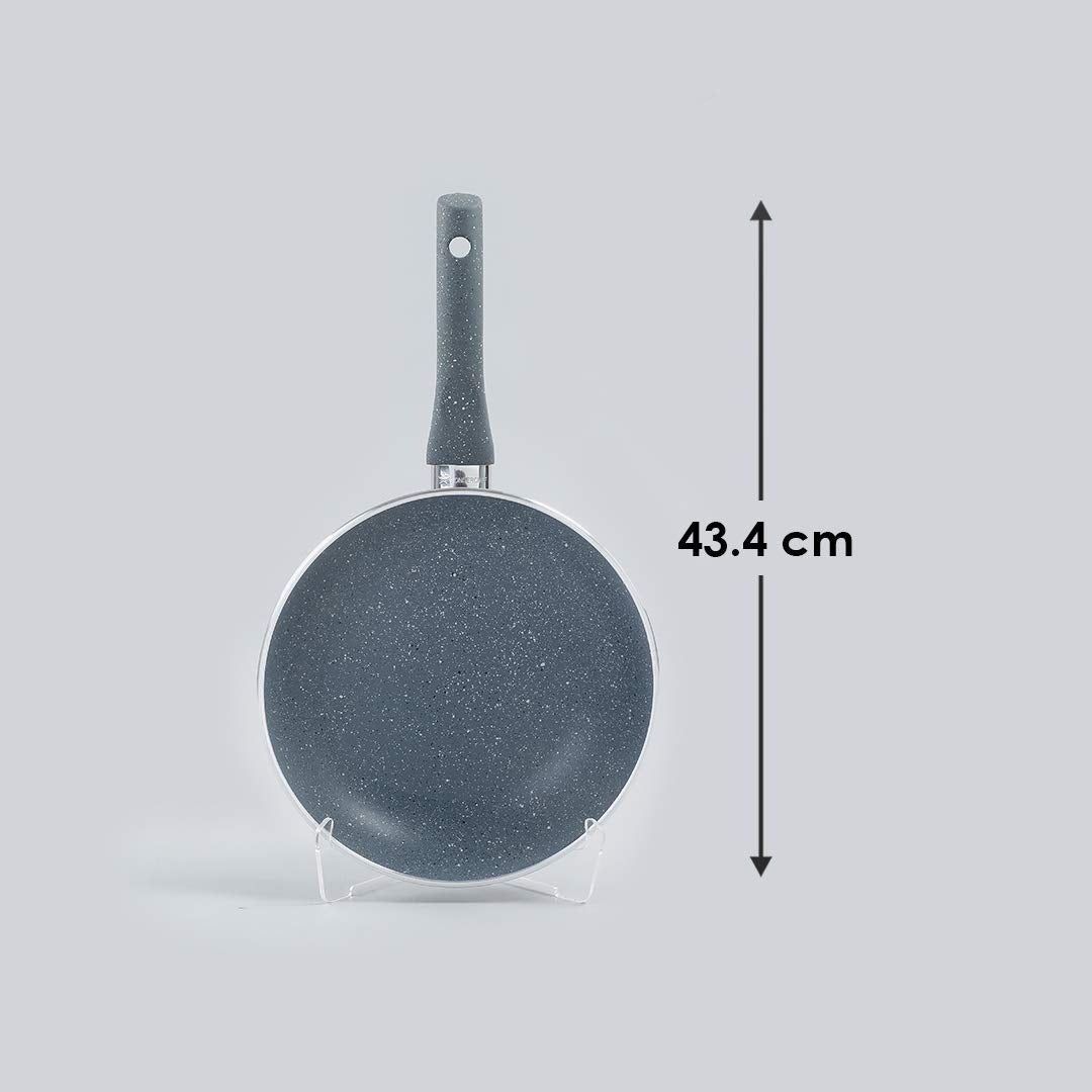 Wonderchef Granite 24 cm Non-Stick Fry Pan | 1.8 L | Grey | 5 Layer PFOA Free Non-Stick Coating | Compatible with Hot Plate, Hobs, Gas Stove, Ceramic Plate and Induction cooktop | 2 Years Warranty