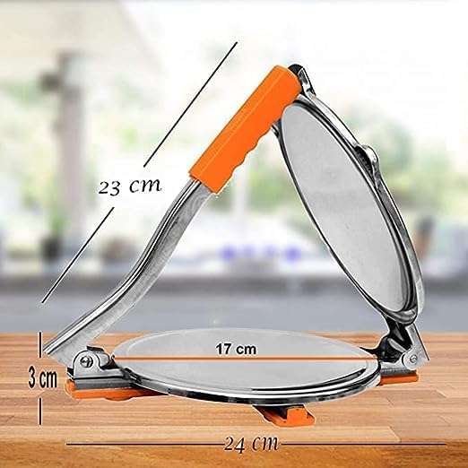 Wriniey Stainless Steel Puri Maker New Press Machine for Home and Kitchen for Making Papad khakhra poori and Many More Manual Hand Press with Handle (Pack of 1)