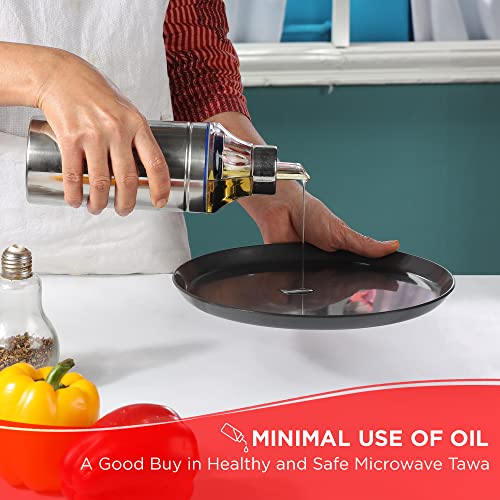 Vinod Hard Andised Non Stick Microwave Safe Tawa - 25cm | 3.25mm Thickness | Round Baking Plate Pan Tawa | 2 Year Warranty