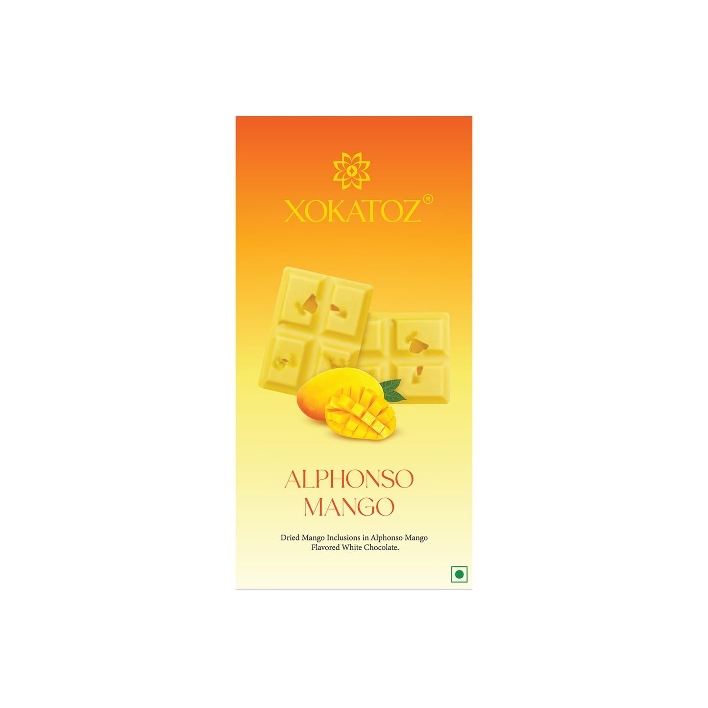 XOKATOZ Exotic Premium Chocolate - 1 Alphonso Mango Flavoured White Chocolate Bar - Gift Set - Pack of 1, 75g (75g x 1)