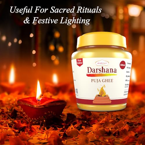 Shubhkart Darshana Puja Ghee - 500 ML for Daily Puja, Festivals| Puja Deepam Oil (Ghee for Pooja) Puja Ghee for Diya or lamp and Wicks or Batti | Rich in Aroma - 500ml Jar Pack | Non-Edible