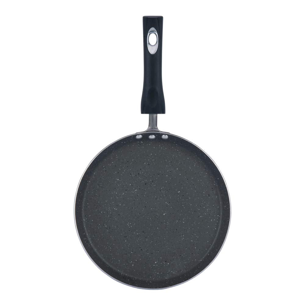 Vinod Cookware Aluminium Zest Marbilo Dosa Tawa, 28cm, Black