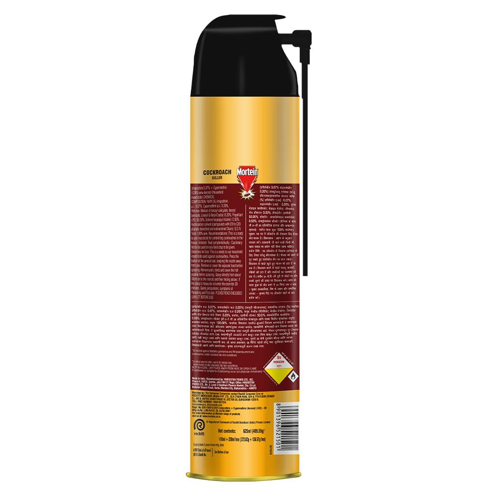 Mortein 425 ml + 200 ml Free - Cockroach Killer Spray, Crawling Insect Killer with Deep-Reach Nozzle | 100% Kill Guarantee