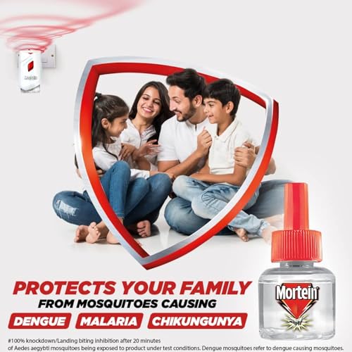 Mortein 45 ml Refill + Machine, Fits All Machines | SmartPlus Mosquito Killer Combo | 100% Protection from Dengue Mosquitoes | Insect & Mosquito Repellent (1 Machine+1 Refill)