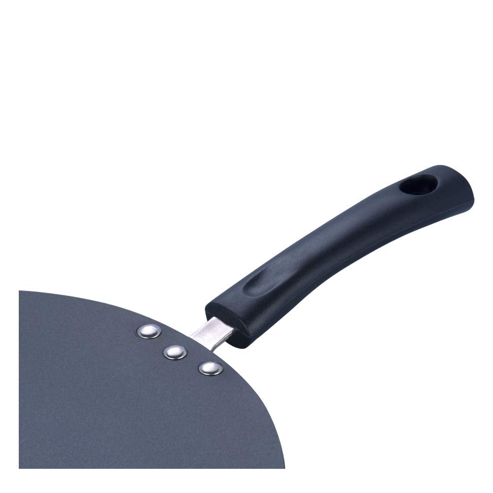 Vinod Zest Aluminium Non Stick Flat Multi Tawa - 30 cm | Triple Layer Ceramic Coating | 4mm Extra Thick Chapati Tawa | Bakelite Handle | Gas and Induction Base | 1 Year Warranty