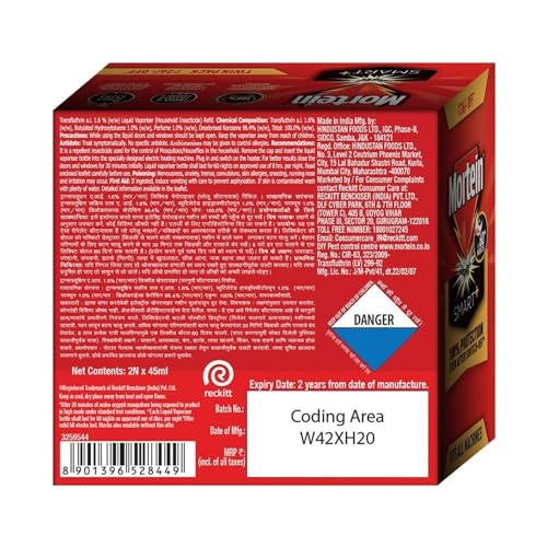 Mortein 45 ml Refill + Machine, Fits All Machines | SmartPlus Mosquito Killer Combo | 100% Protection from Dengue Mosquitoes | Insect & Mosquito Repellent (1 Machine+1 Refill)