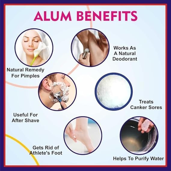 100% Organic Alum Stone, Fitkari Stone, Phitkari, White Crystak Stones, Fitkari (400gm)