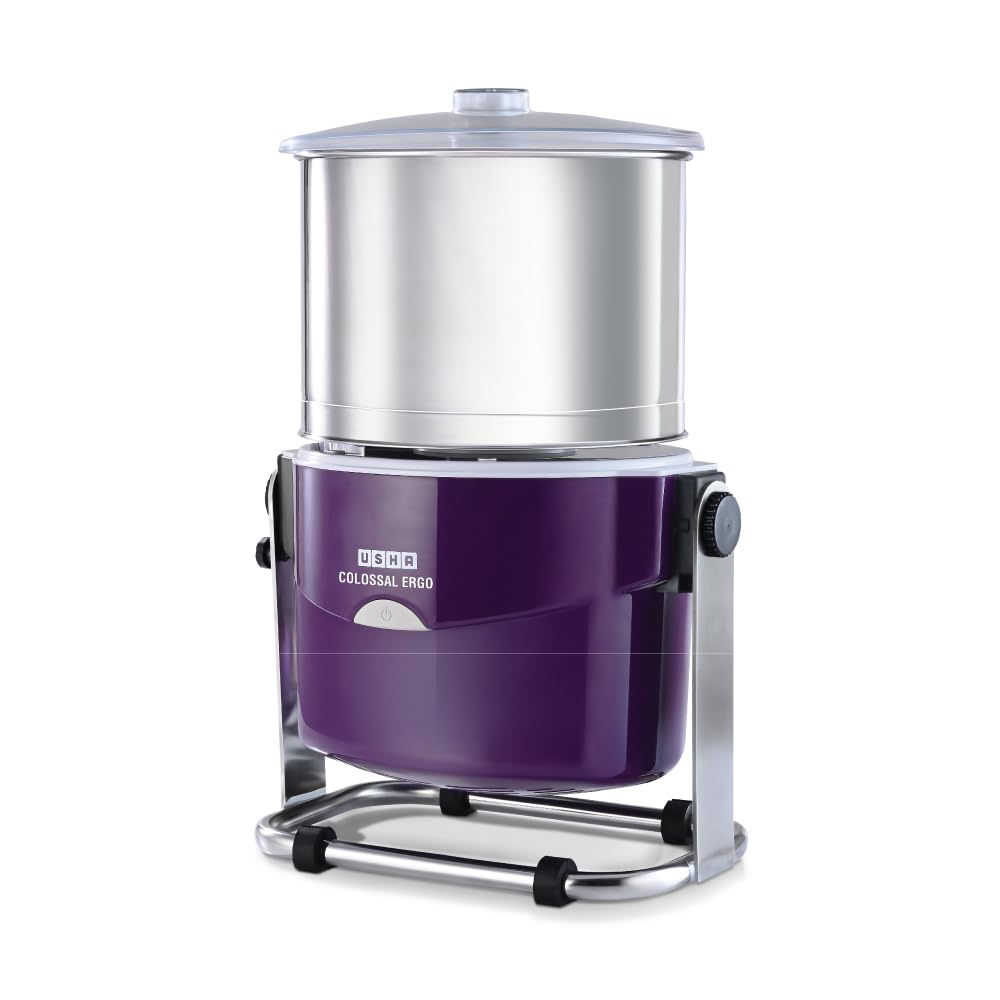 USHA Colossal Ergo Easy-Tilt Wet Grinder| 2L, 150W, 100% Copper Motor with Dual Flow Breaker, Stainless Steel Drum and Accessories| 10 Year Motor Warranty (Magenta)