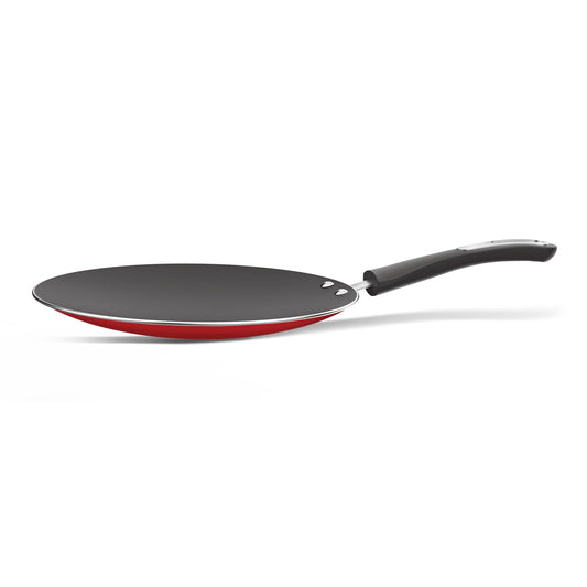 ‎Preethi Dura Collectiona Non Stick Concave Tawa, 28 cm, Gas & Induction Compatible, 5 Star Non Stick Effect, Chilly Red