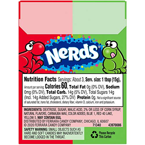 36x Wonka Nerds Watermelon and Wild Cherry 1.65-Ounce Packets (Pack of 36)