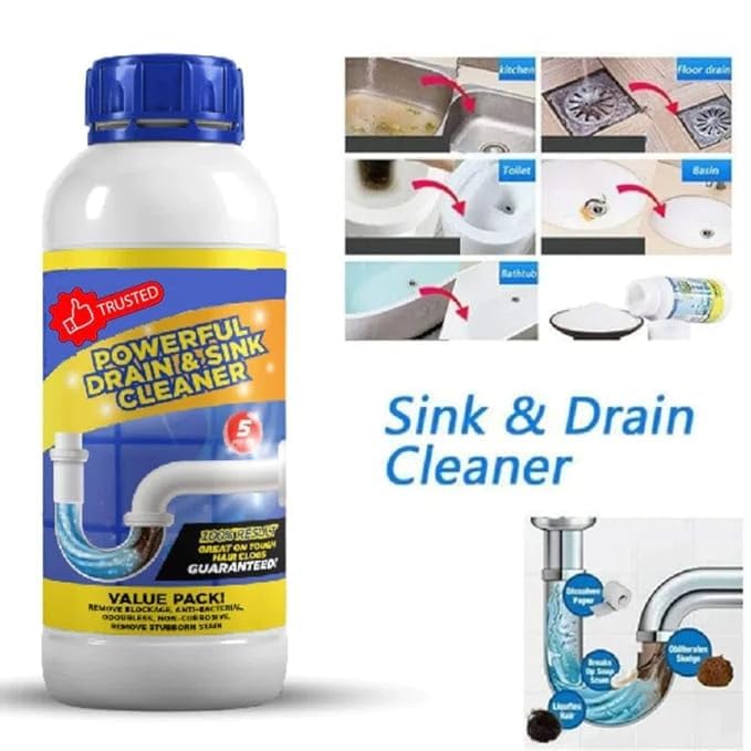 ZAPHARA Powerful Drain Blockage Automatic Toilet Cleaner Sink Cleaner Powder, Drain Cleaner & Clog, Blockage Cleaner, Unclogs and Pack, Drain Cleaner Powder. (pack of 1)