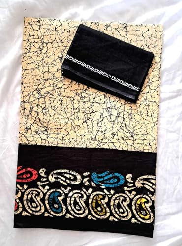 Women's - Regular Sari - Printed Pure Cotton Sari Black::Multicolor Saree With Unstitched Blouse Piece