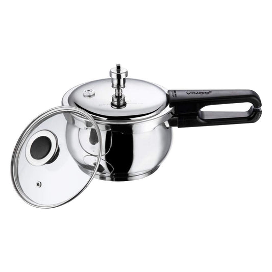 Vinod 18/8 Stainless Steel Splendid Plus Outer Lid Pressure Cooker -1.5 Ltr (Induction Friendly)