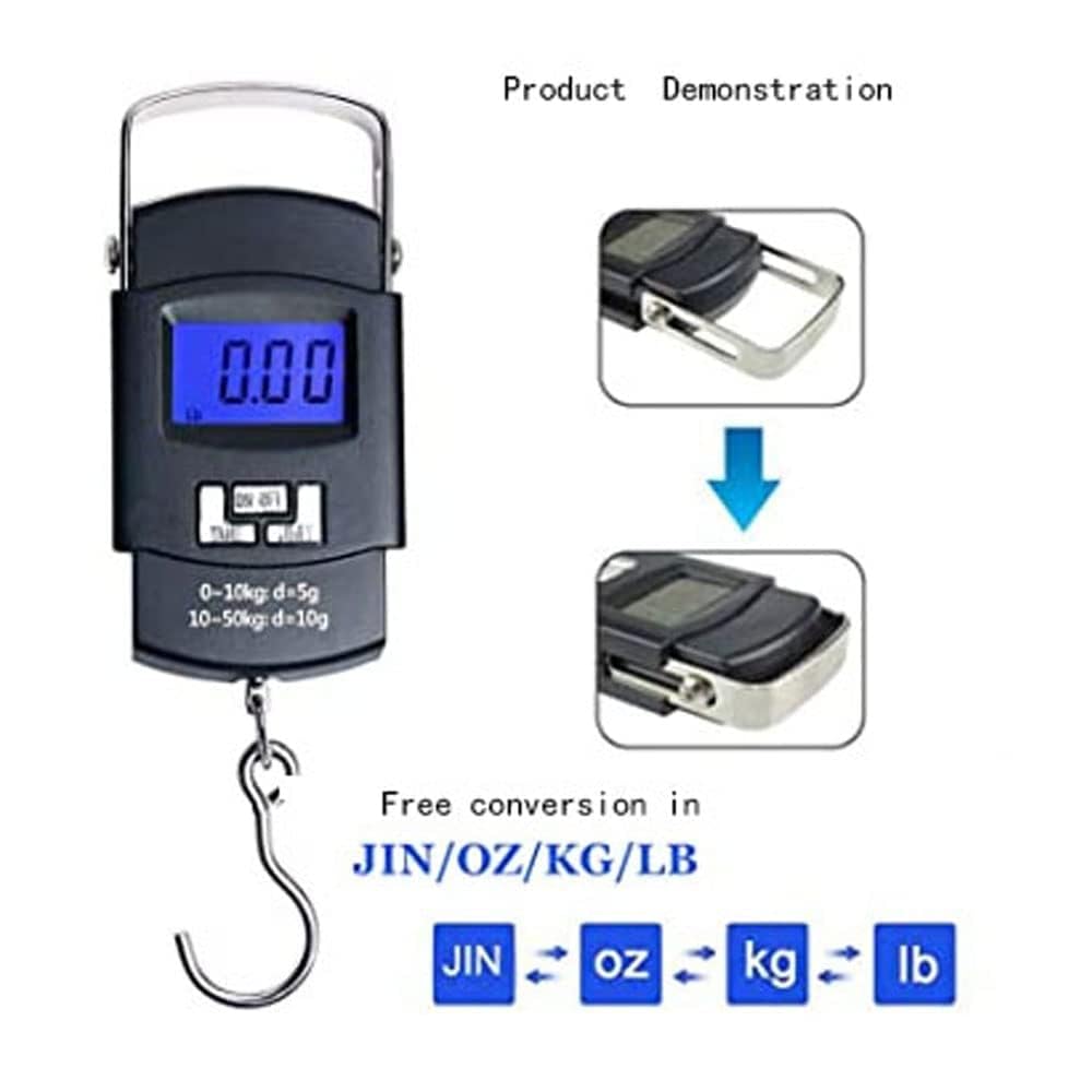 Waico Portable Electronic Weighing Scale | Digital Led Screen with Metal Hook | Weight Machine for Travel Luggage, Baggage 50 kg Weighing