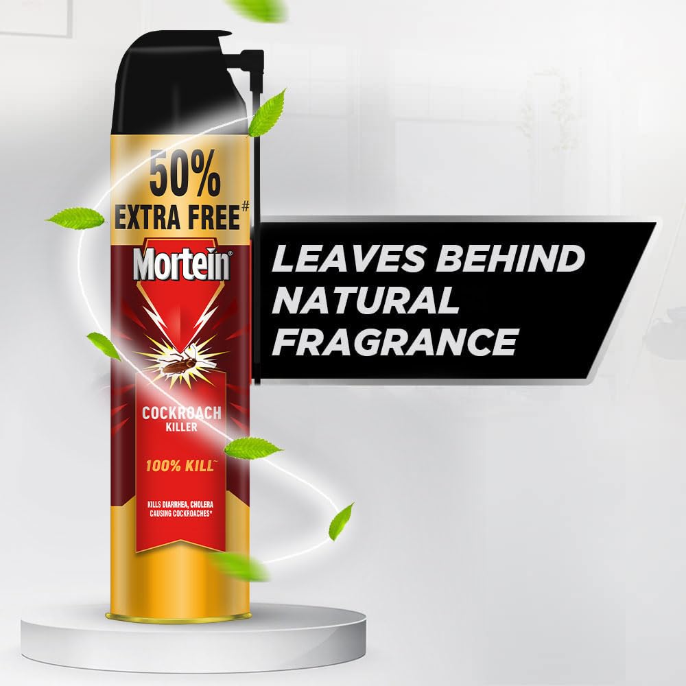 Mortein 425 ml + 200 ml Free - Cockroach Killer Spray, Crawling Insect Killer with Deep-Reach Nozzle | 100% Kill Guarantee