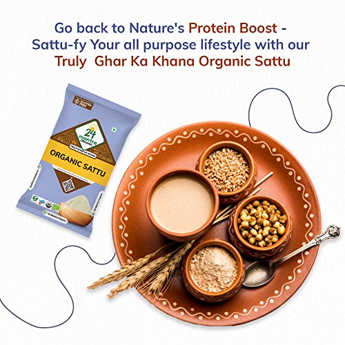 24 Mantra Organic Sattu Atta - 500gms | 100% Organic | Chemical Free & Pesticides Free | Roasted Chickpeas