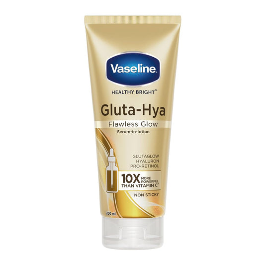Vaseline Gluta-Hya Flawless Glow Lotion for Face & Body | Gives Brighter Skin | Glutathione & Pro-Retinol Infused Moisturizer, 200ml