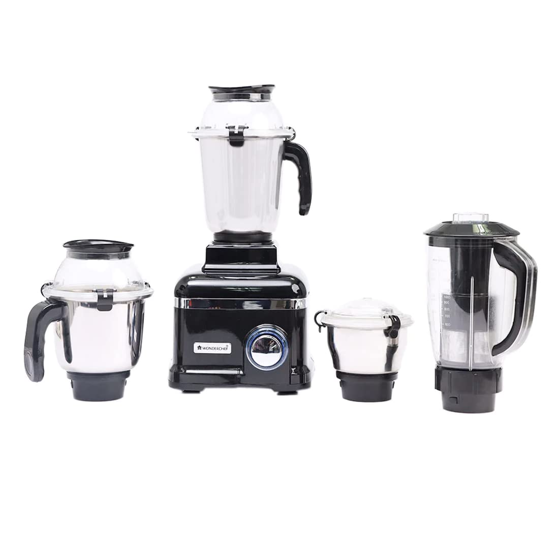 Wonderchef Sumo Black DLX Mixer Grinder with 4 Stainless Steel Jars, 1000 Watts, 5 Years Warranty