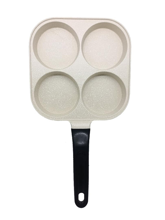 VDNSI 4 Hole Non Stick Egg Frying pan,Multi-Purpose Frying pan for Omelet uttapam,idli Burger Poached Egg Kitchen Breakfast(1pcs) (White)
