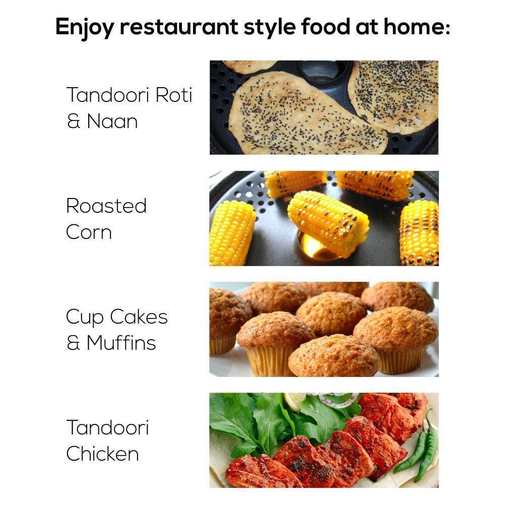 Wonderchef Renewed Gas Oven Tandoor 4 Pieces Set | 2-in-1 Oven and Tandoor | Ideal for Rotis and Naans, Tikkas, Kebabs, Cakes and Cookies | Non-stick Tandoori Trays | Black & Red