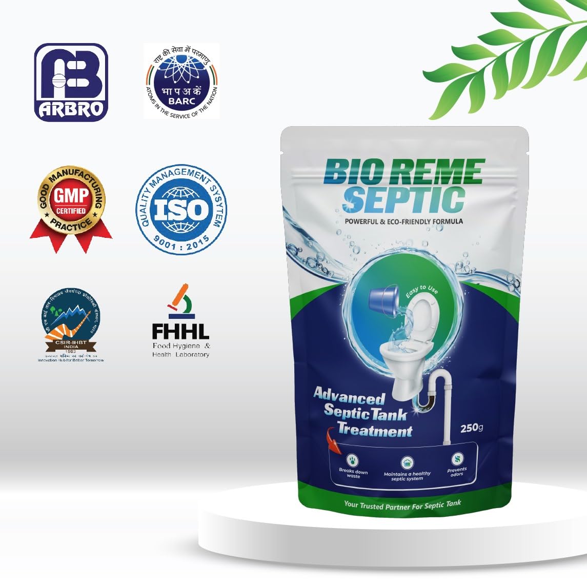 Bio Reme Septic Tank Cleaner Bacteria Reduces Sludge Build-Up Odour Removing Powder Bacteria Eco Friendly Available In Pack of 1 (250 Gm)