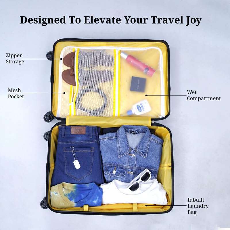 WAYWISE ScaleX Checkin Luggage|India's First Built in Weighing Scale Handle| M-65cm|TSA Lock | Poly-Carbonate Hardsided Anti-Scratch| 8 Wheel Luggage |with Laundary Bag |5 Years Warranty (Silver)