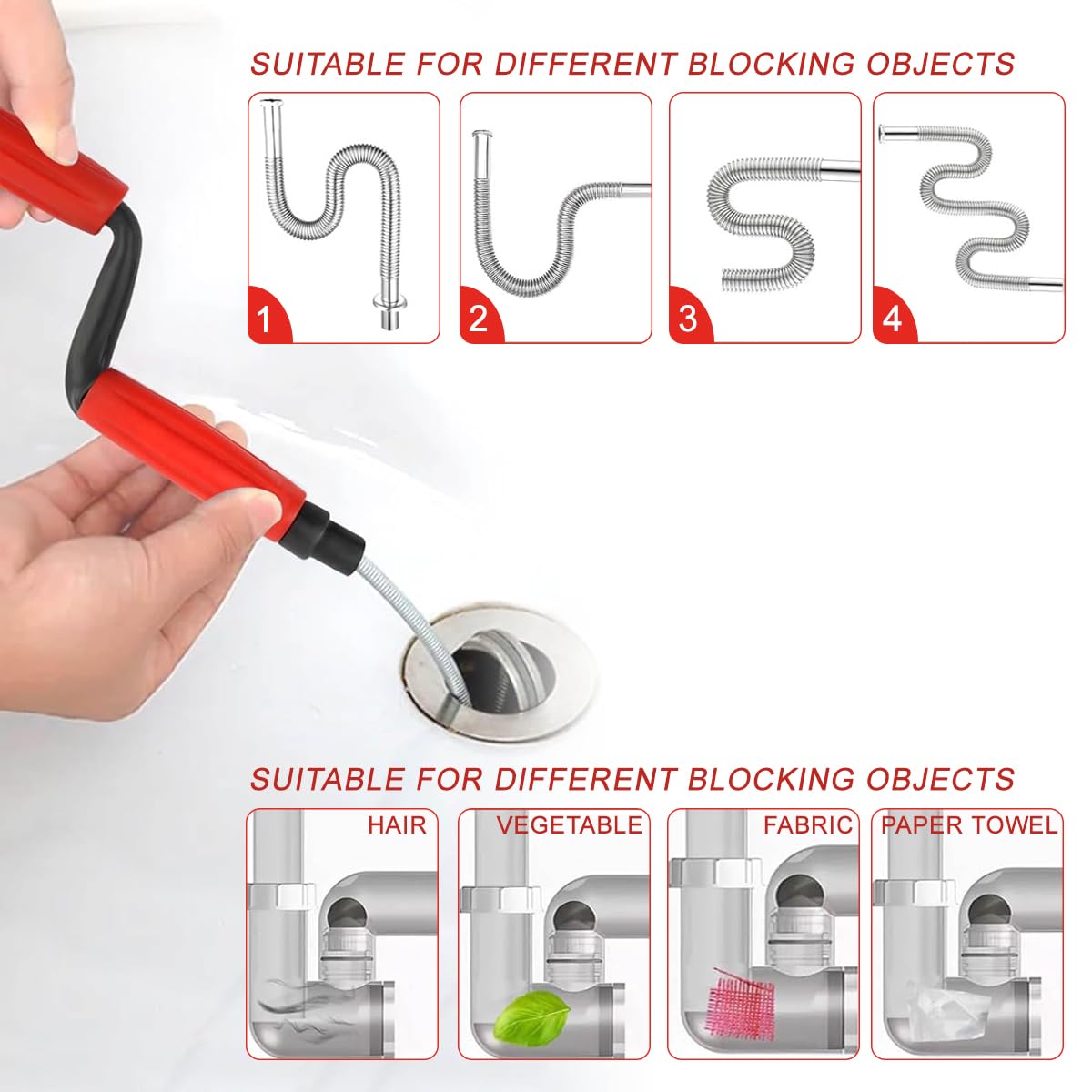 B.K.Jagan and Co Metal Sink & Drain Cleaner Spring Wire Sink Cleaner Snake Unblocker Hair Drain Cleaner 5 Mtr. Length