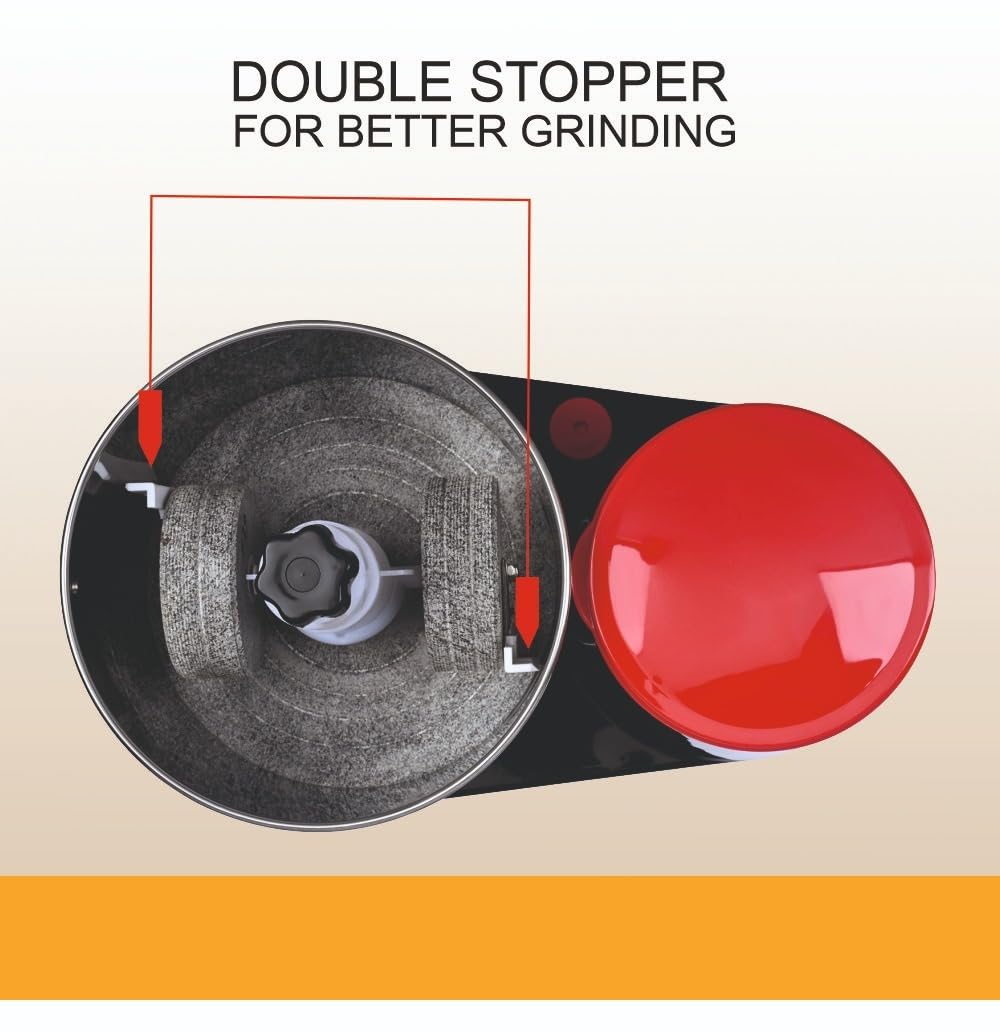 VIJAYALAKSHMI | Dezire 2 Litre | Heavy ABS Body Wet Grinder, 2L (Black & Red) | with Coconut Scrapper & Atta Kneader Attachment.