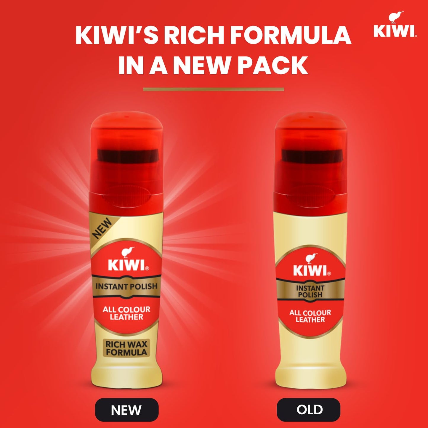 4x KIWI Instant Liquid Glossy Finish Shoe Polish (75 Ml, Neutral) each - Pack of 4