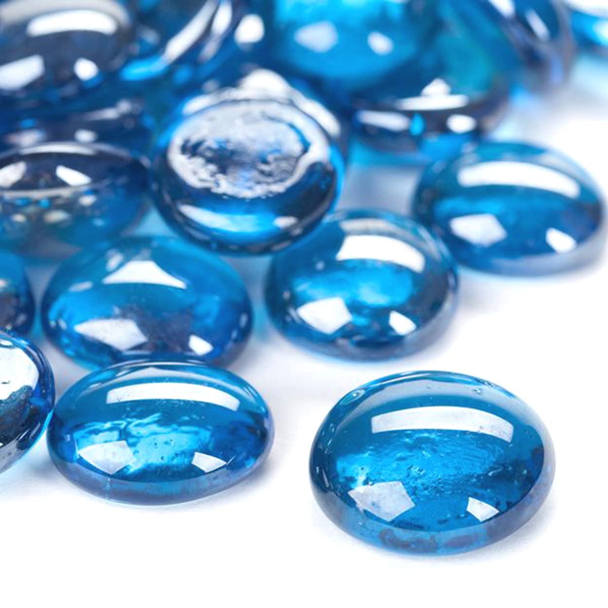 ZEINOO Blue Glass Gems Stones/Pebbles for Home & Garden Décor, Aquarium Décor, Vase Filler, Marble & Gravel Planted Substrate (Blue, 450 gm)