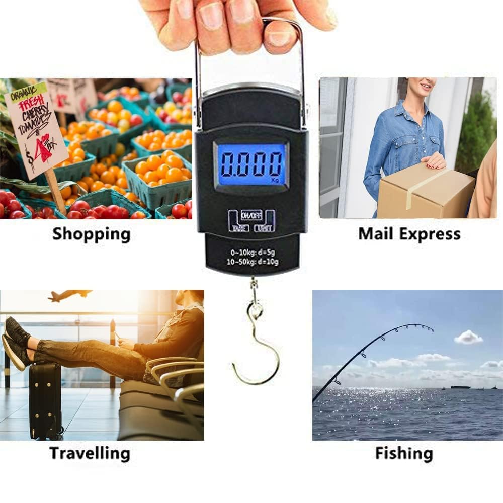 Waico Portable Electronic Weighing Scale | Digital Led Screen with Metal Hook | Weight Machine for Travel Luggage, Baggage 50 kg Weighing